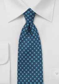 Blue and Teal Floral Silk Tie