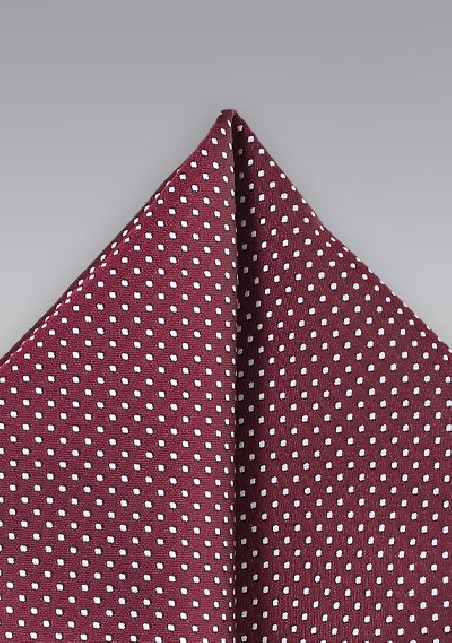 Burgundy Pin Dot Pocket Square