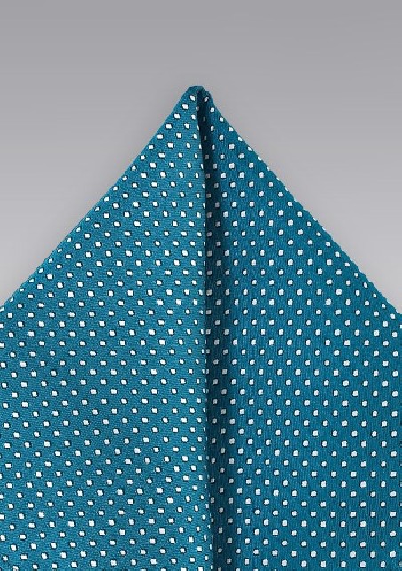 Teal Pin Dot Pocket Square