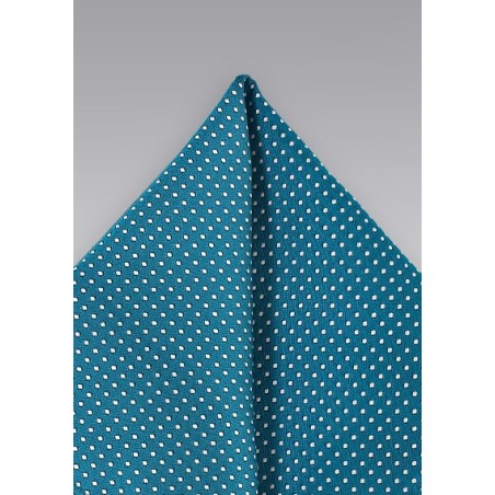 Teal Pin Dot Pocket Square
