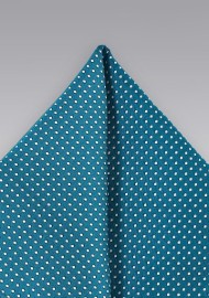 Teal Pin Dot Pocket Square