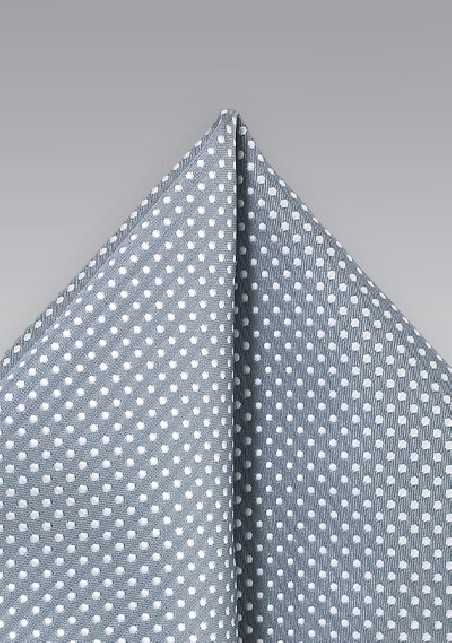 Formal Silver Pocket Square with Dots