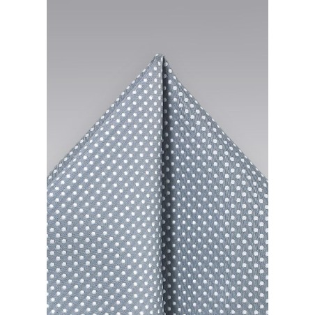 Formal Silver Pocket Square with Dots