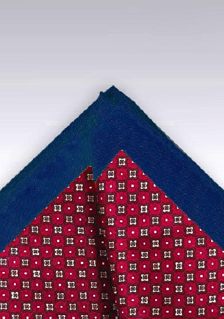 Cherry Red and Blue Pocket Square