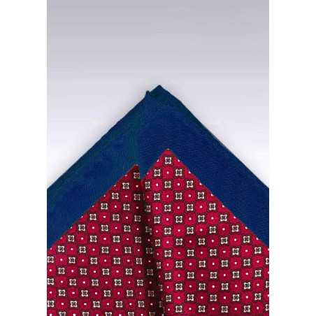 Cherry Red and Blue Pocket Square