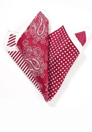 Multipattern Silk Pocket Square in Red