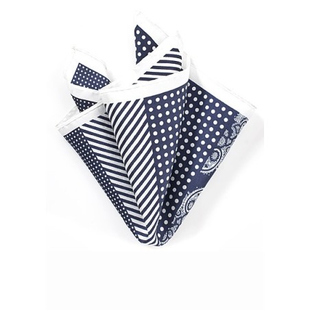 Multipattern Silk Pocket Square in Navy Blue