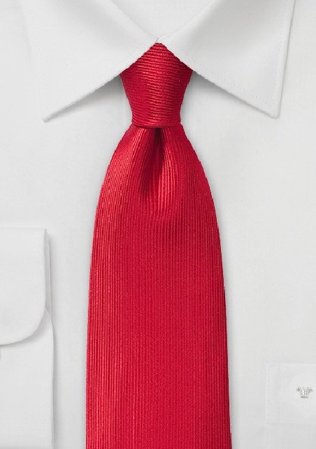 Bright Red Corduroy Striped Silk Tie