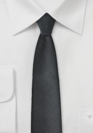 Ribbed Textured Black Skinny Tie