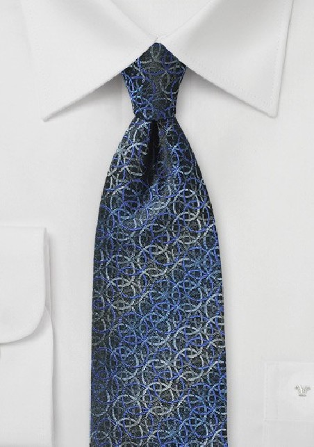 Circular Graphic Print Tie in Blues