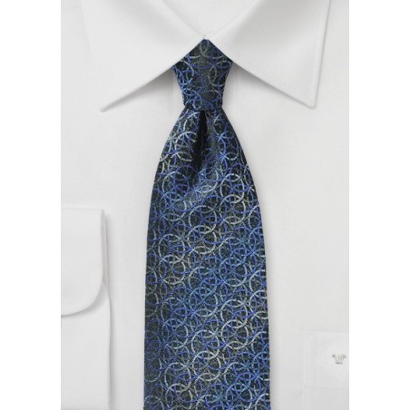 Circular Graphic Print Tie in Blues
