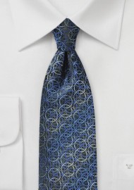 Circular Graphic Print Tie in Blues