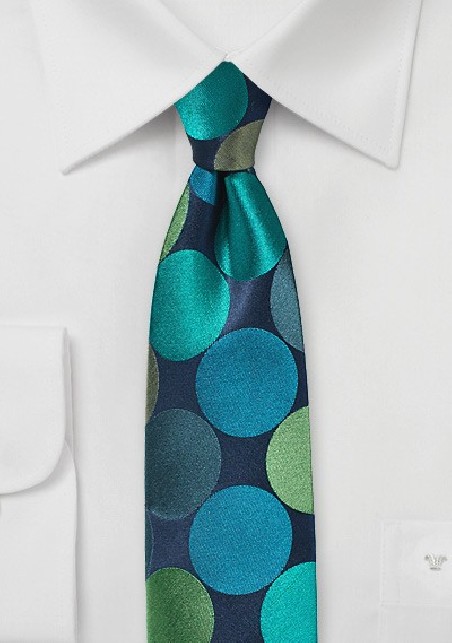 Giant Polka Dot Skinny Tie in Blue