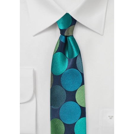 Giant Polka Dot Skinny Tie in Blue