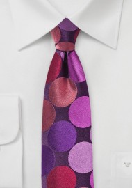 Purple and Pink Skinny Tie with Large Dots