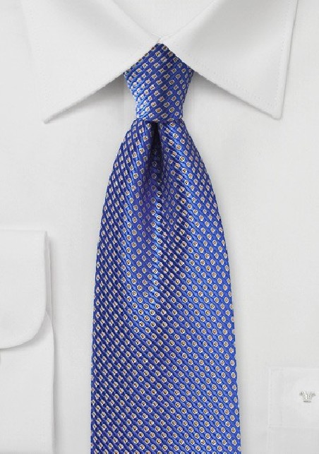 Saphire Silk Tie with Golden Micro Checks