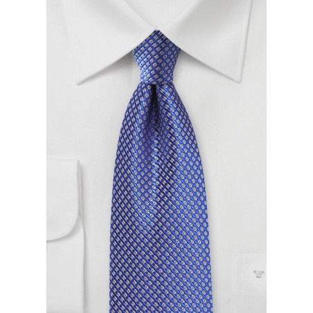 Saphire Silk Tie with Golden Micro Checks