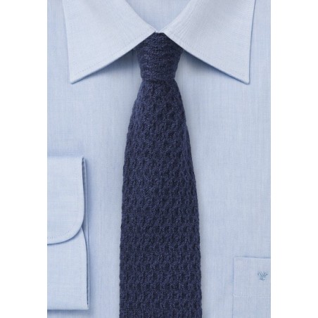 Coarse Knit Tie in Cashmere - Navy