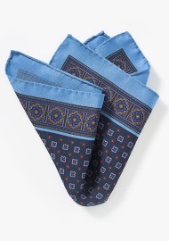 Medallion Print Pocket Square in Wool