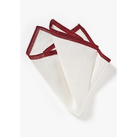 White Pocket Square with Burgundy Border