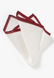 White Pocket Square with Burgundy Border