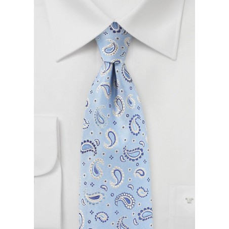 Summer Paisley Necktie in Dream Blue