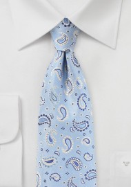 Summer Paisley Necktie in Dream Blue