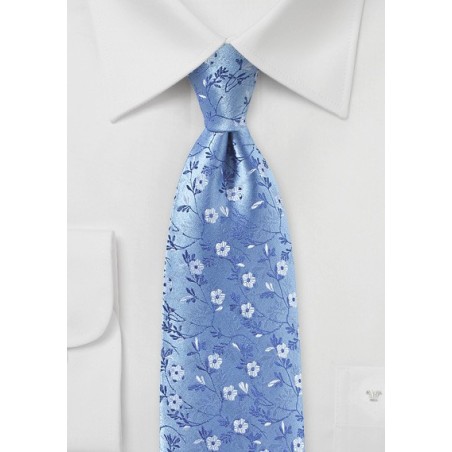 Sky Blue Floral Silk Tie