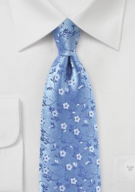 Sky Blue Floral Silk Tie