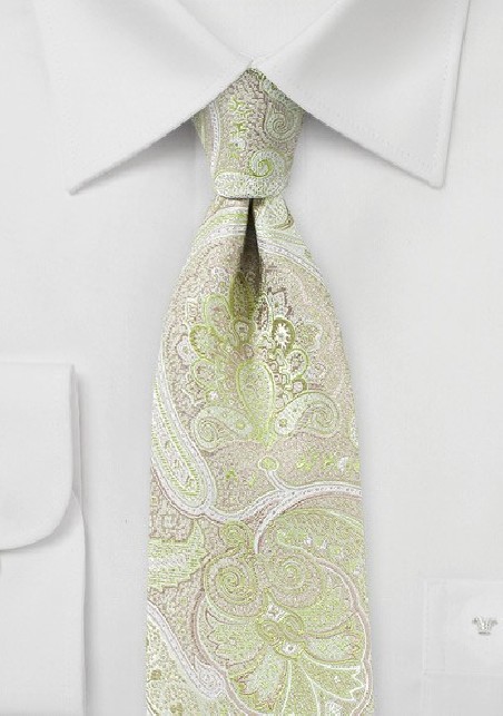 Chartreuse and Pink Paisley Tie