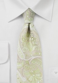 Chartreuse and Pink Paisley Tie