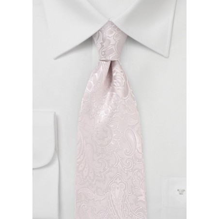 Soft Blush Paisley Tie in Long Length
