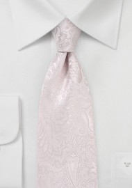 Soft Blush Paisley Tie in Long Length
