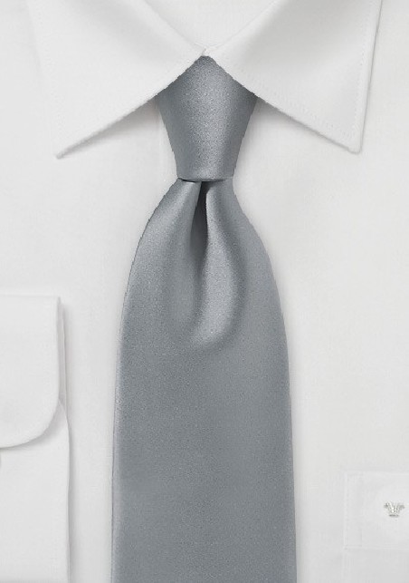 Festive Silver Mens Tie in Solid Satin