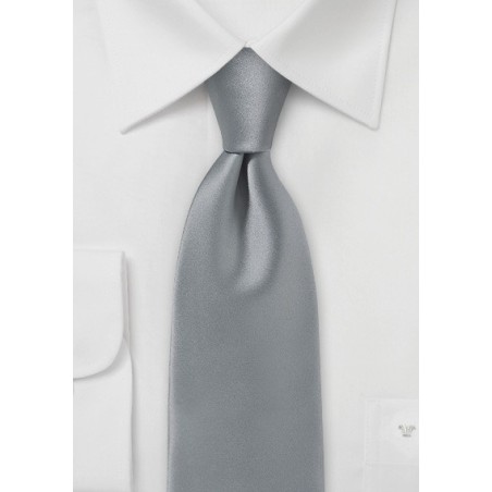 Festive Silver Mens Tie in Solid Satin