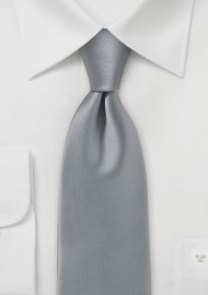Festive Silver Mens Tie in Solid Satin