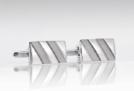 Elegant Silver Cufflinks with Striped Design