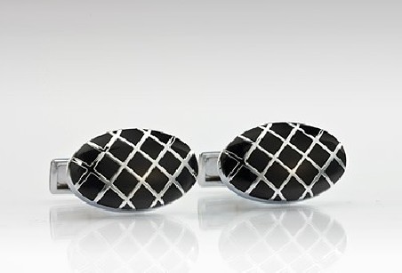 Oval Cufflinks in Silver and Black