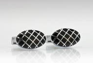 Oval Cufflinks in Silver and Black