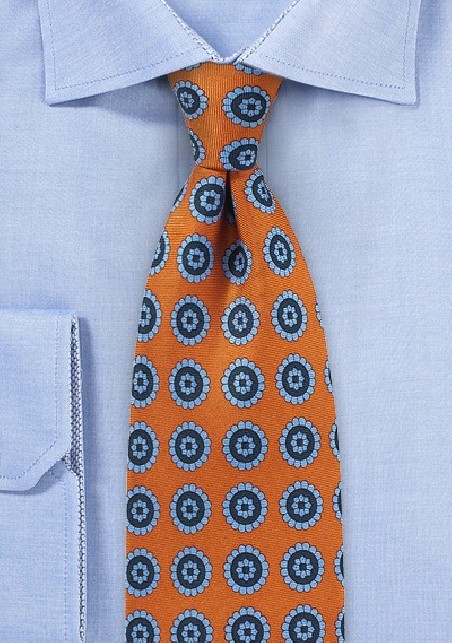 Burnt Orange Medallion Print Tie