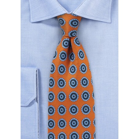 Burnt Orange Medallion Print Tie