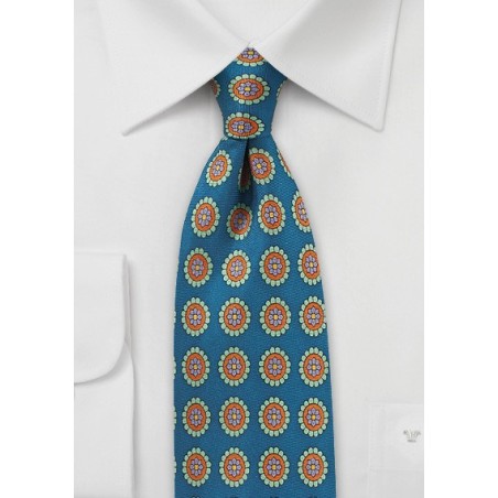 Vintage Medallion Print Silk Tie