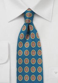 Vintage Medallion Print Silk Tie