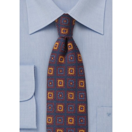 Vintage Medallion Print Wool Tie