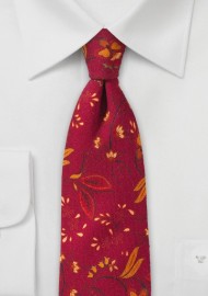 Red and Orange Floral Wool Tie