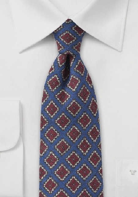 Geometric Medallion Print in Blue and Red