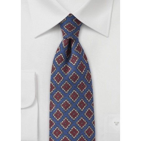 Geometric Medallion Print in Blue and Red