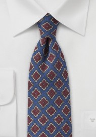 Geometric Medallion Print in Blue and Red