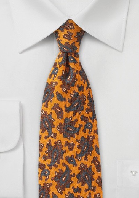 Golden Wool Paisley Tie