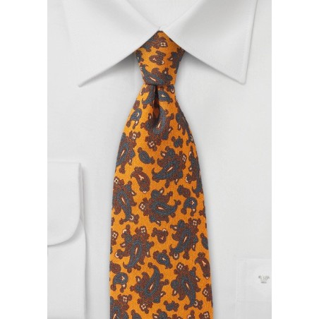 Golden Wool Paisley Tie